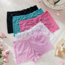 5 piezas Boyshorts con encaje floral ribete en abanico