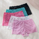 5 piezas Boyshorts con encaje floral ribete en abanico
