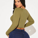 SXY Jersey crop de cuello de muesca