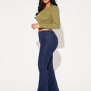 SXY Jersey crop de cuello de muesca