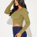 SXY Jersey crop de cuello de muesca