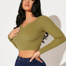 SXY Jersey crop de cuello de muesca