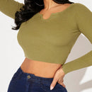 SXY Jersey crop de cuello de muesca