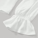 MOD Blusa de cuello con cordon ribete con fruncido de manga con volante