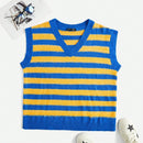 EZwear Chaleco de punto con patron de rayas sin camiseta