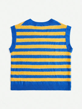 EZwear Chaleco de punto con patron de rayas sin camiseta
