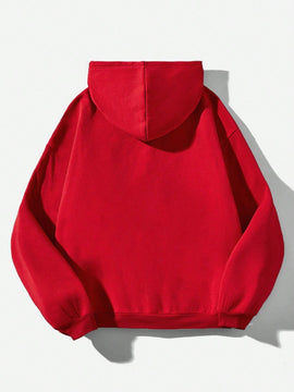 Ezwear sudadera informal tipo streetwear con lema, con corte holgado, estampado negro y rosa, para mujer, otono invierno