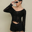 EZwear Jersey crop unicolor de hombros caidos