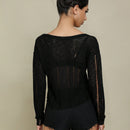 EZwear Jersey crop unicolor de hombros caidos