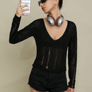 EZwear Jersey crop unicolor de hombros caidos
