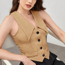 BIZwear Blusa con boton delantero con diseno de solapa