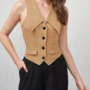 BIZwear Blusa con boton delantero con diseno de solapa