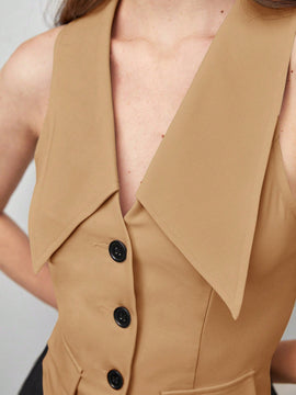 BIZwear Blusa con boton delantero con diseno de solapa