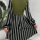 Vestido con estampado de rayas de manga farol