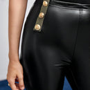 Maija Pantalones pitillo PU con detalle de botones