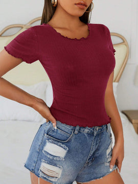 PETITE Camiseta ribete en forma de lechuga tejido de canale