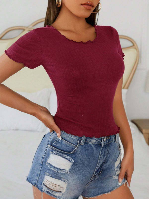 PETITE Camiseta ribete en forma de lechuga tejido de canale