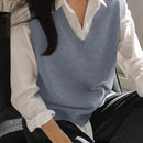 DAZY Chaleco De Sueter Solido Con Cuello En V Y Sin Blusa
