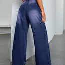 EZwear Jeans anchos con dobladillo con flecos rasgados