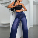 EZwear Jeans anchos con dobladillo con flecos rasgados