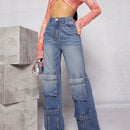 Haute Jeans De Pierna Ancha Con Bolsillos De Solapa Y Estilo Cargo
