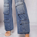 Haute Jeans De Pierna Ancha Con Bolsillos De Solapa Y Estilo Cargo