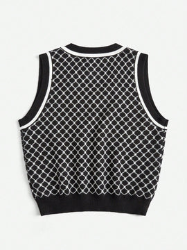 EZwear Chaleco de punto Halloween con patron de craneo sin camiseta