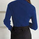DAZY Jersey Solido De Punto Acanalado Con Cuello Simulado