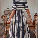 Vestido linea A con estampado de pincelada con diseno de boton