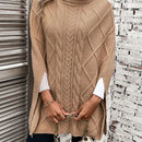 LUNE Poncho cuello alto tejido de cable