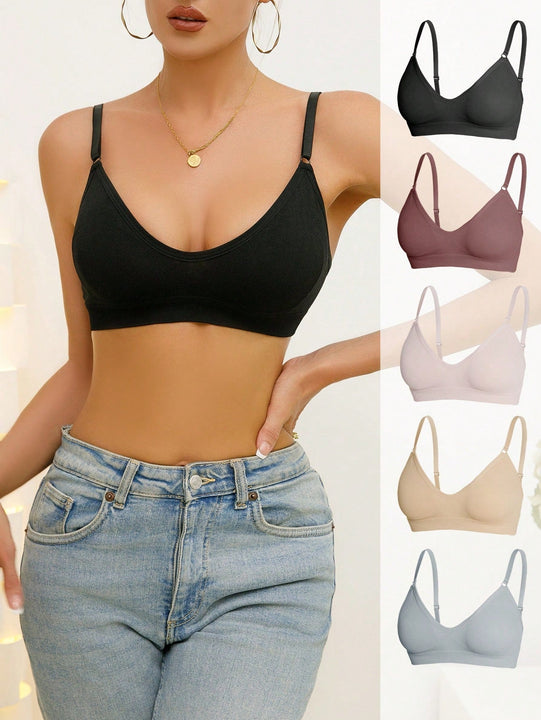 5 piezas/set sujetadores casuales sin costuras de mujer de punto de canale solido