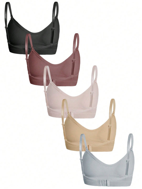 5 piezas/set sujetadores casuales sin costuras de mujer de punto de canale solido