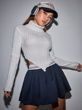 EZwear Jersey crop cuello alto de espalda abierta con cordon