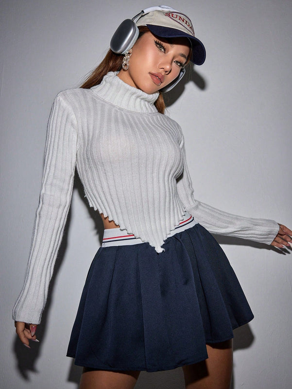 EZwear Jersey crop cuello alto de espalda abierta con cordon