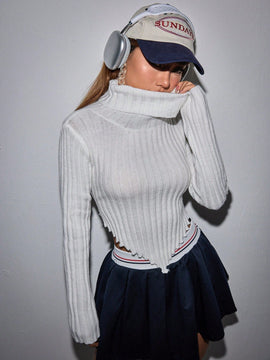 EZwear Jersey crop cuello alto de espalda abierta con cordon