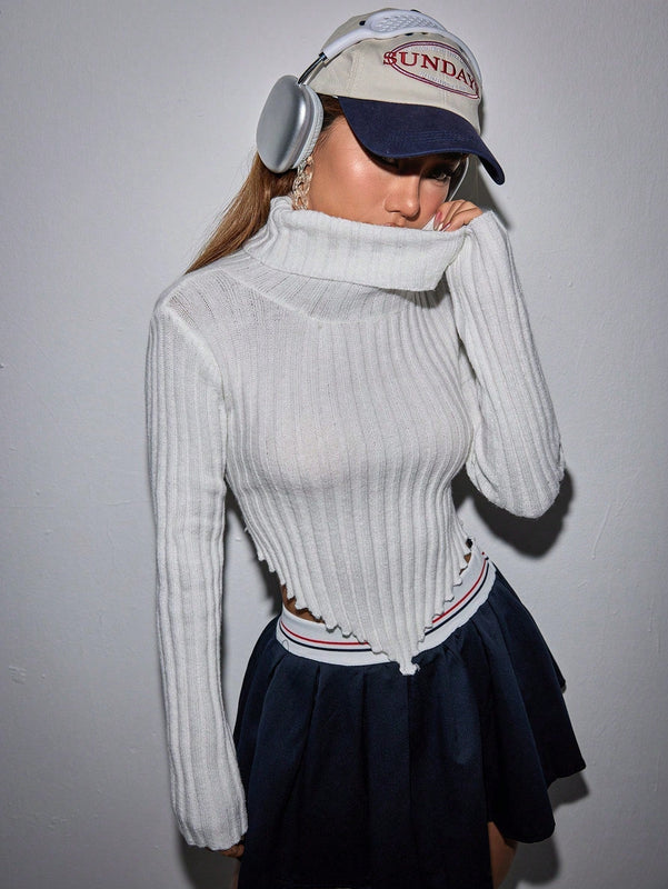 EZwear Jersey crop cuello alto de espalda abierta con cordon