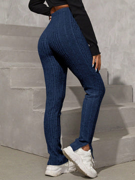 Pantalones con dobladillo dividido y cintura alta