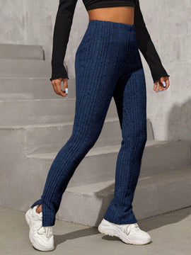 Pantalones con dobladillo dividido y cintura alta