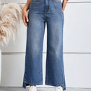 LUNE Jeans de talle alto bajo con abertura de pierna ancha