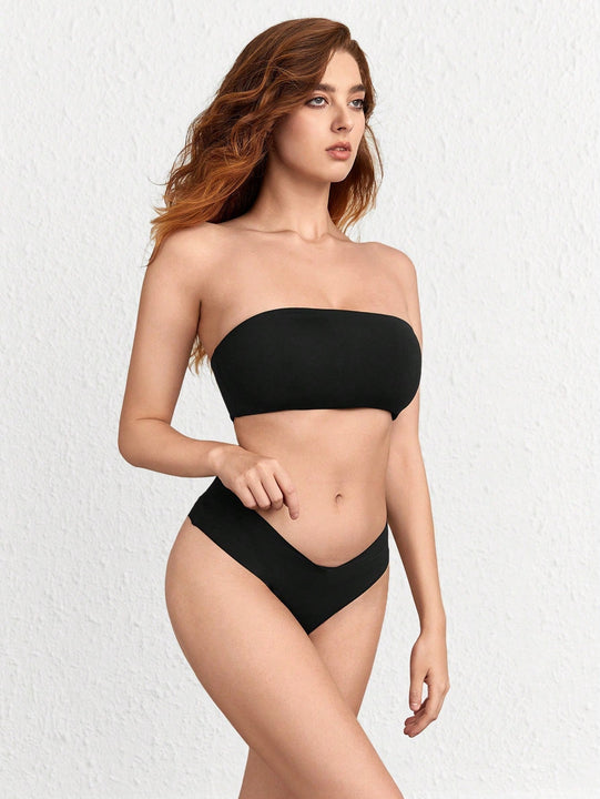 Leisure Set de lenceria bandeau unicolor