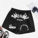 EZwear Shorts con estampado de letra y cintura con cordon
