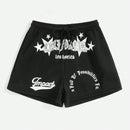 EZwear Shorts con estampado de letra y cintura con cordon