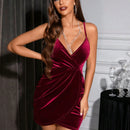 Vestido ajustado escote corazon de malla en contraste de manga farol bajo tulipan