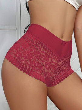 1 pieza de bragas sexys para mujeres que cruzan fronteras con diseno de encaje hueco transpirable de mediana altura y empaque de cadera y cintura, para el mercado europeo y americano