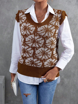 Frenchy 1 pieza chaleco tipo sueter con estampado floral