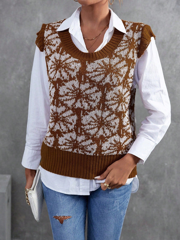 Frenchy 1 pieza chaleco tipo sueter con estampado floral