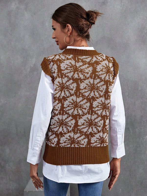 Frenchy 1 pieza chaleco tipo sueter con estampado floral