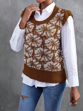 Frenchy 1 pieza chaleco tipo sueter con estampado floral