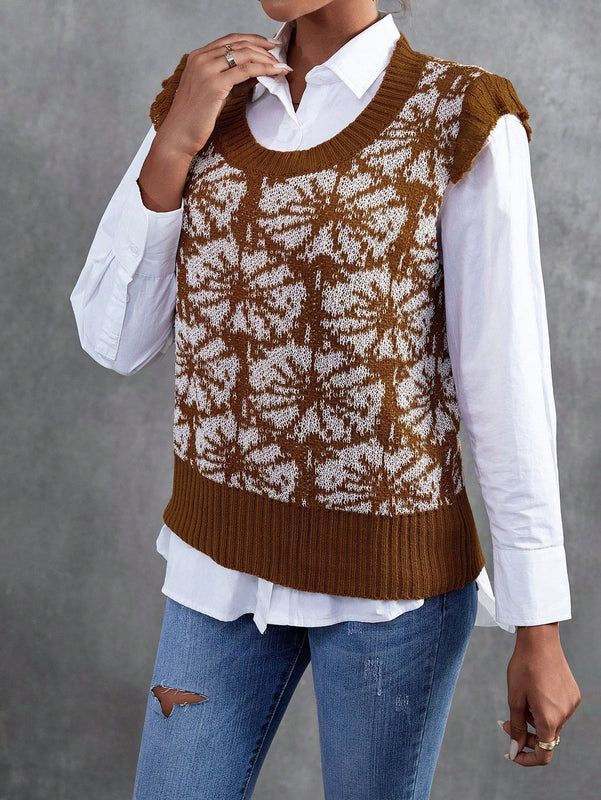 Frenchy 1 pieza chaleco tipo sueter con estampado floral