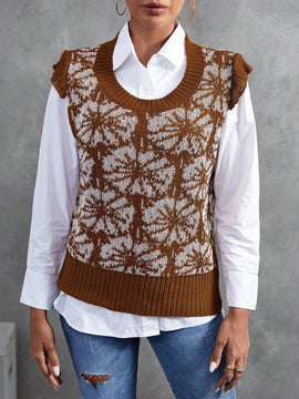 Frenchy 1 pieza chaleco tipo sueter con estampado floral
